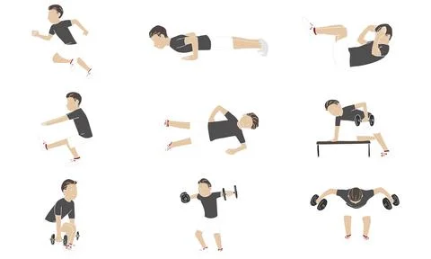 Exercise muscle training set Stockillustratie