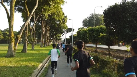 Exercise in the park Stock Footage 123748946