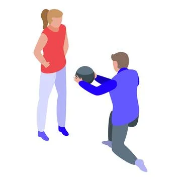 Exercise personal trainer icon, isometric style Stock Illustration