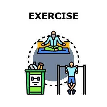 Exercise practicing different physical activity concepts Stock Illustration