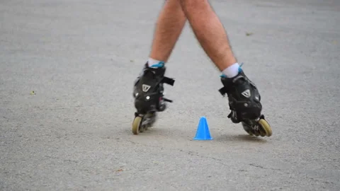 Exercise on roller skates Stock Footage 89756799