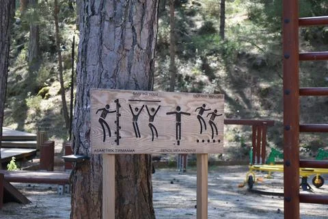 Exercise routine signage Stock-Fotos