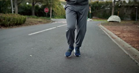 Exercise, running and man with headphones in road for health workout, morning Stock Footage 340886351