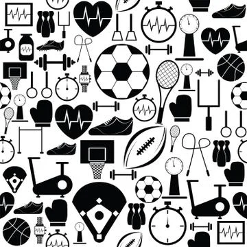 Exercise seamless pattern background icon. Stock Illustration