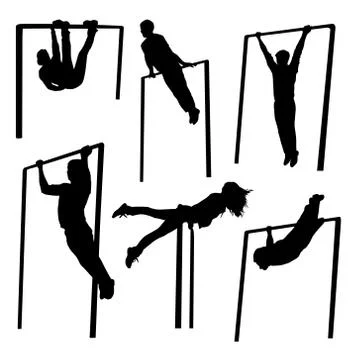 Exercise Silhouettes. Man with horizontal bar set Stock Illustration