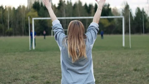 Exercise in the stadium. Woman doing physical exercise  Stock Footage 144078650