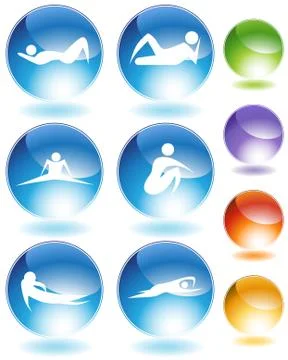 Exercise stick figure set Stock Illustration