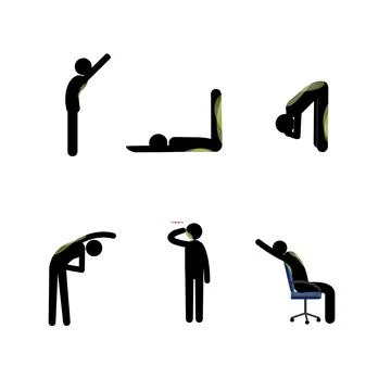 Exercise stick man set on white background Stock Illustration