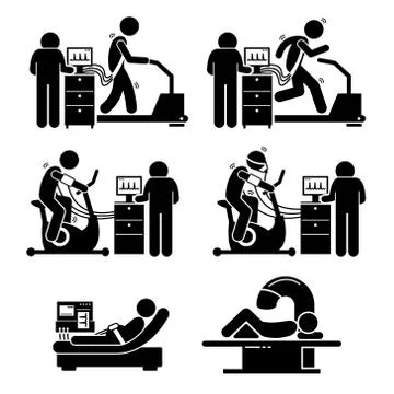 Exercise Stress Test for Heart Disease Stick Figure Pictogram Icons Stock Illustration