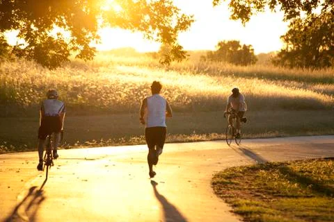 Exercise at Sunset Stock Photos