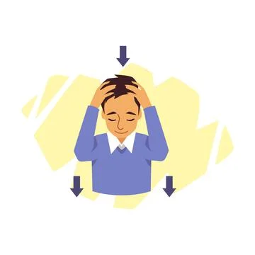 Exercise of tilt head with lower down by hands for stretch, relax and health Stock Illustration
