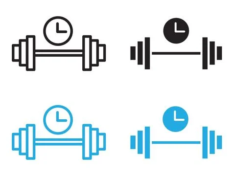 Exercise time icon black and white vector outline sign Stock Illustration