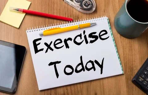 Exercise Today - Note Pad With Text Stock Photos