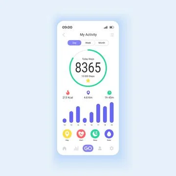 Exercise tracker smartphone interface vector template Stock Illustration