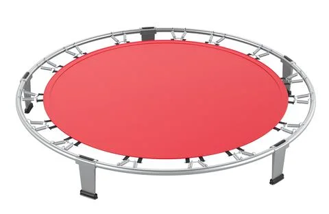 Exercise Trampoline. Red Foldable Mini Trampoline, 3D rendering Stock Illustration