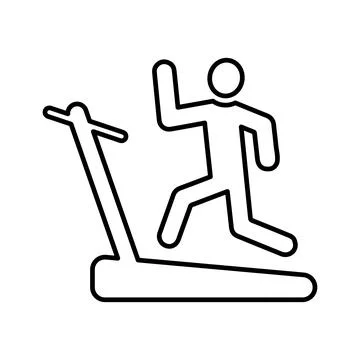 Exercise, treadmill icon. Line, outline symbol. Stock Illustration