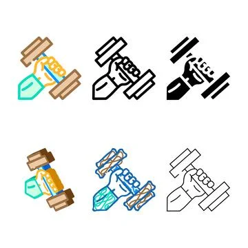Exercise variations with dumbbell color icon vector Stock Illustration
