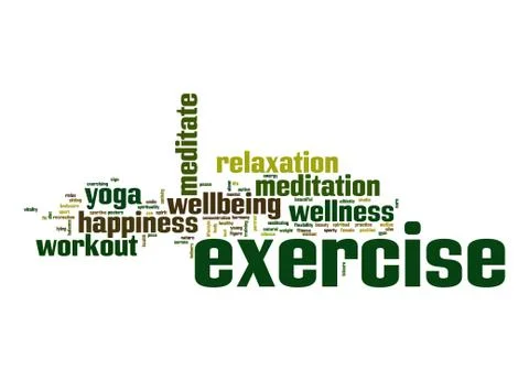 Exercise word cloud with white background Stock Illustration