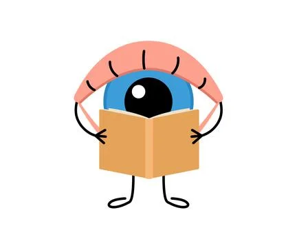 Exercise, workout with dumbbell for eyes, cute character. Training eye muscles Stock Illustration