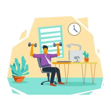 Exercise in workplace vector illustration concept Illustrazione stock