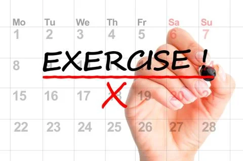 Exercise written on the calendar Fotos Stock