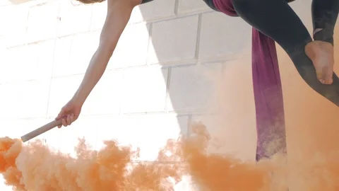 Exercises with aerial silk Stock Footage 95176801