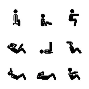 Exercises Body Workout Stretching Man Stick Figure Illustrazione stock