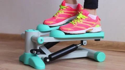 Exercises, cardio training with stepper at home. Stock Footage 235446721
