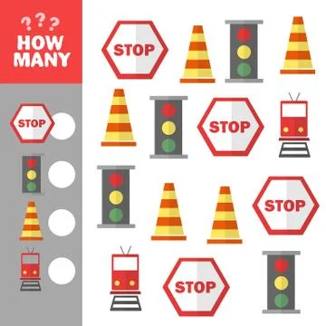 Exercises for children. Developing skills for counting. Vector image. Stock Illustration