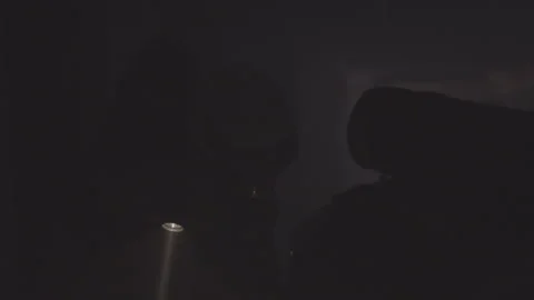 Exercises Firefighters In A Close, Dark And Smoky Room On The Simulator Video stock 266405859