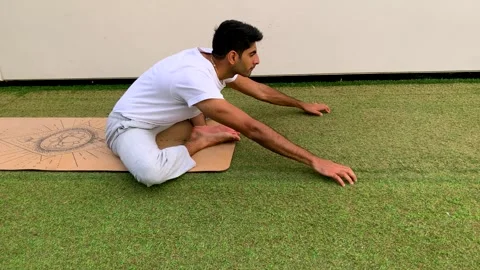 Exercises for flexibility in the morning in summer Video stock 246492794