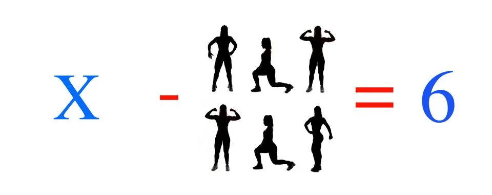 Exercises of mathematical subtraction with objects and persons Stock Illustration