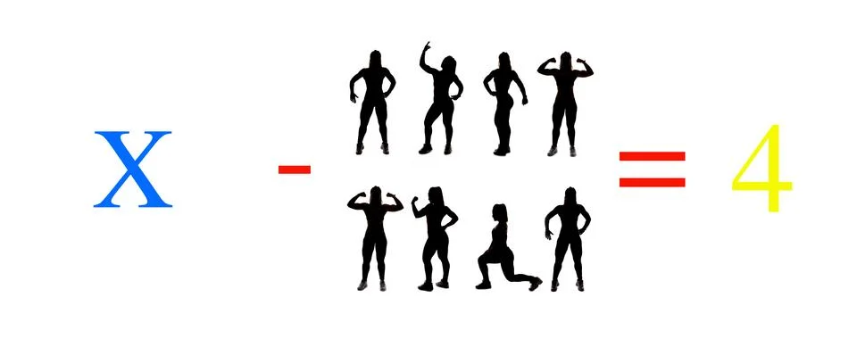 Exercises of mathematical subtraction with objects and persons 스톡 일러스트