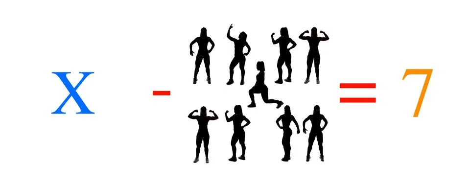 Exercises of mathematical subtraction with objects and persons Stock Illustration