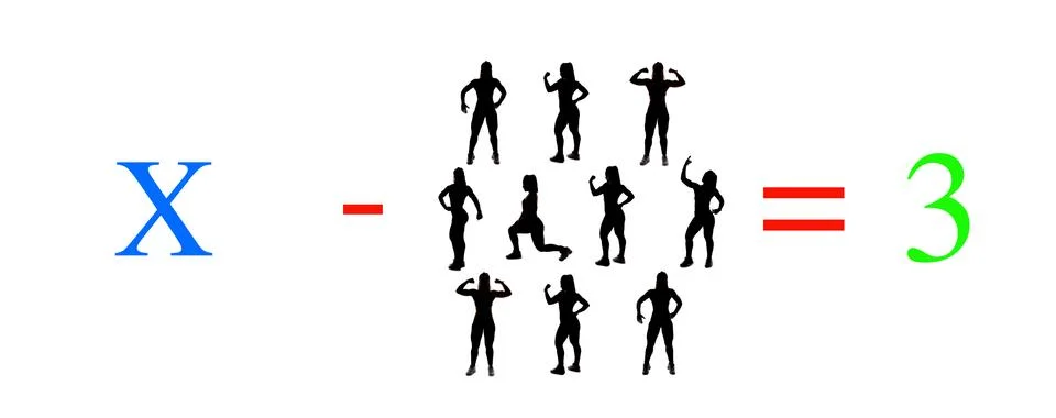 Exercises of mathematical subtraction with objects and persons Stock Illustration