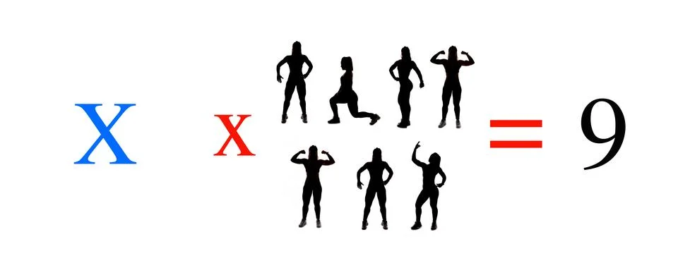 Exercises of mathematical subtraction with objects and persons Stock Illustration