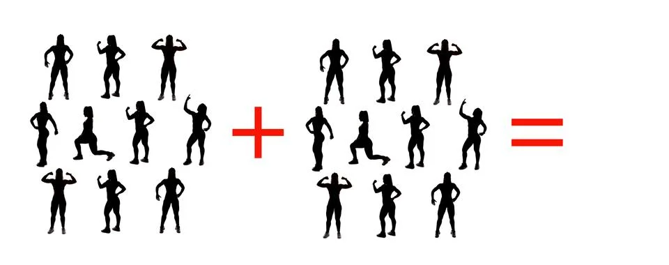 Exercises of mathematical subtraction with objects and persons Illustrazione stock