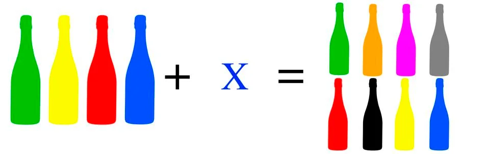 Exercises of mathematical subtraction with objects and persons Stock Illustration