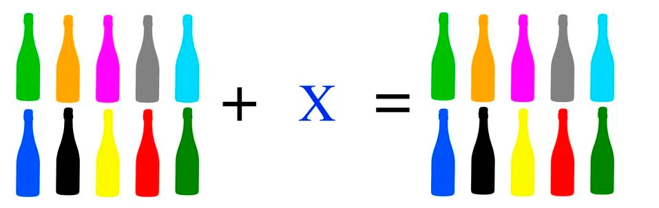 Exercises of mathematical subtraction with objects and persons Illustrazione stock