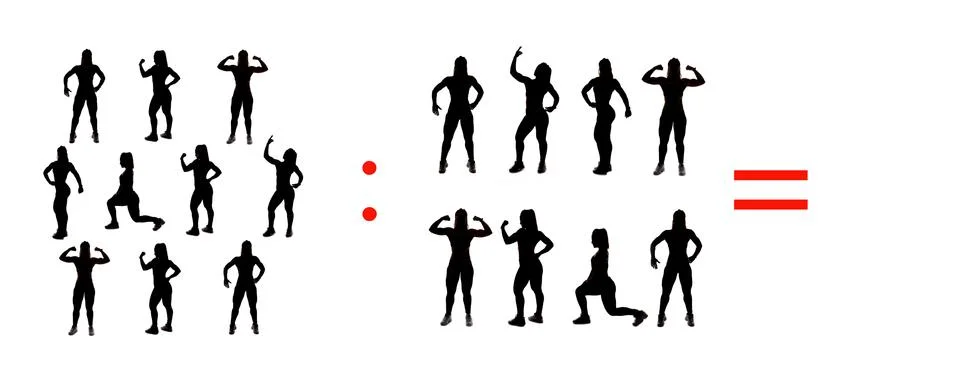 Exercises of mathematical subtraction with objects and persons Illustrazione stock