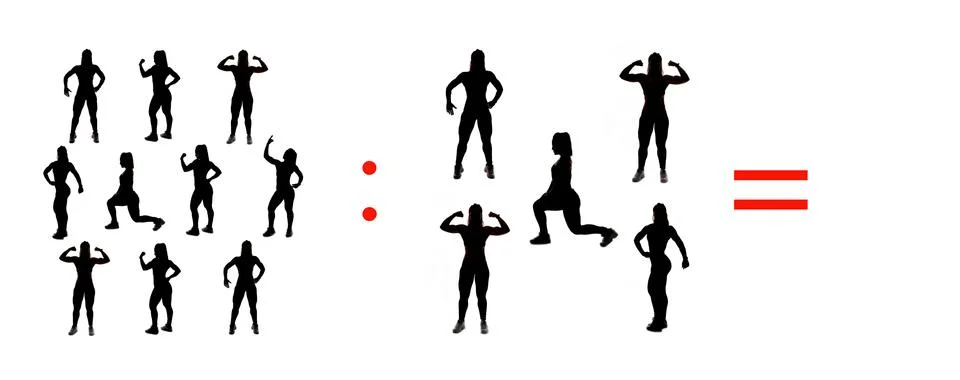 Exercises of mathematical subtraction with objects and persons Illustrazione stock