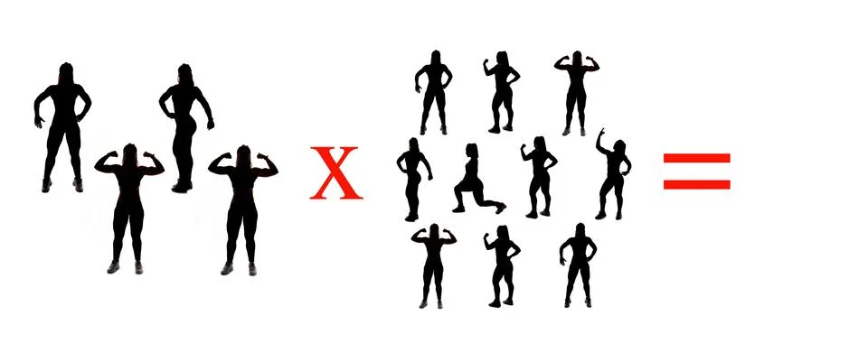 Exercises of mathematical subtraction with objects and persons Illustrazione stock