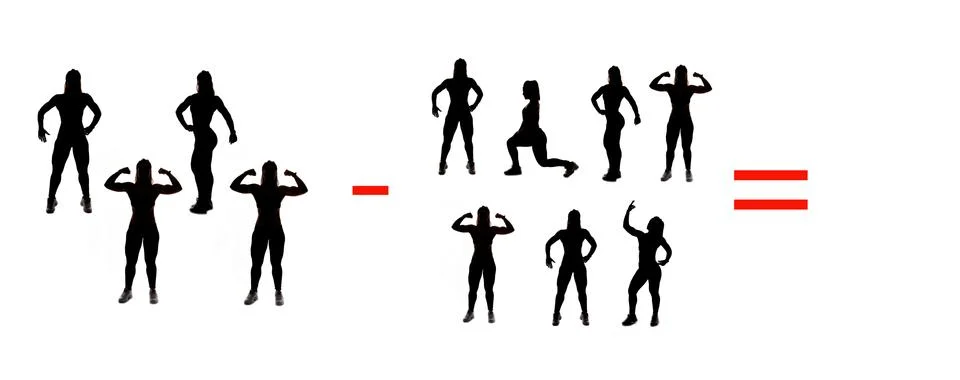 Exercises of mathematical subtraction with objects and persons Illustrazione stock