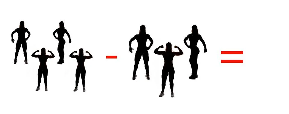 Exercises of mathematical subtraction with objects and persons Illustrazione stock