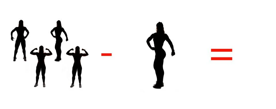 Exercises of mathematical subtraction with objects and persons Illustrazione stock