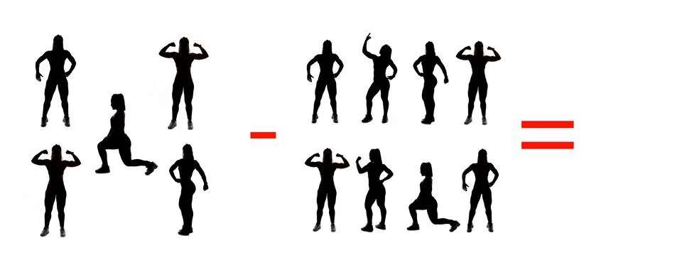 Exercises of mathematical subtraction with objects and persons Illustrazione stock