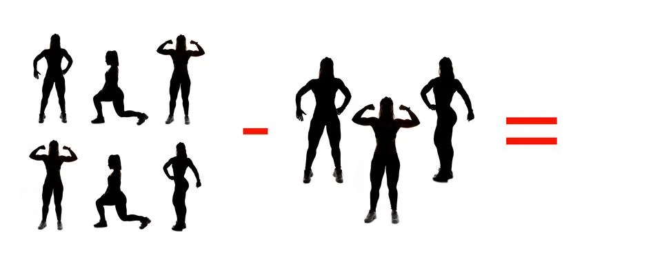 Exercises of mathematical subtraction with objects and persons Illustrazione stock
