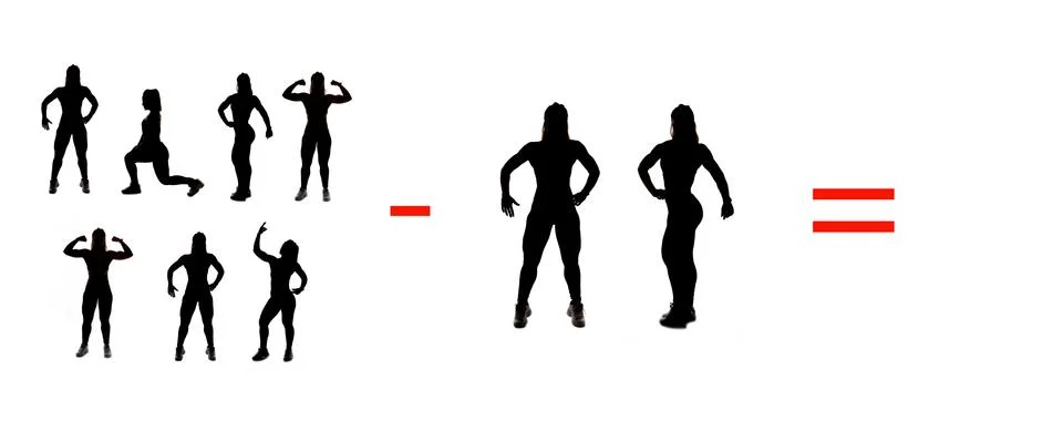 Exercises of mathematical subtraction with objects and persons Illustrazione stock