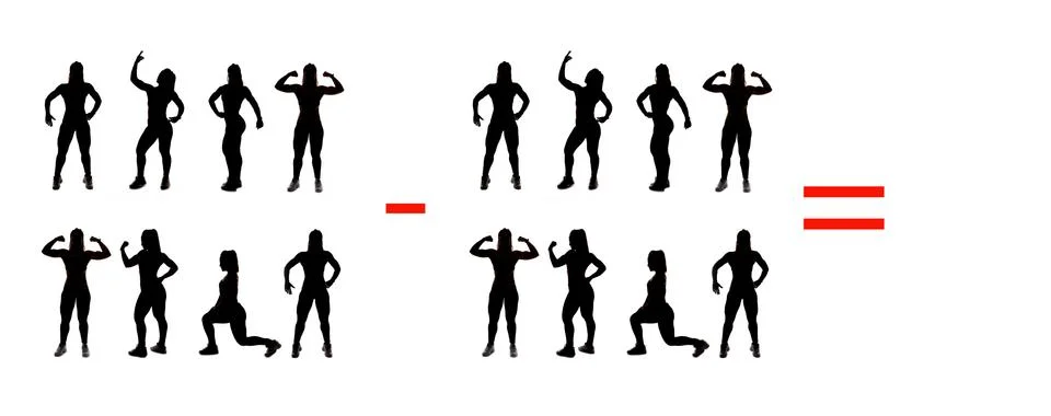 Exercises of mathematical subtraction with objects and persons Illustrazione stock