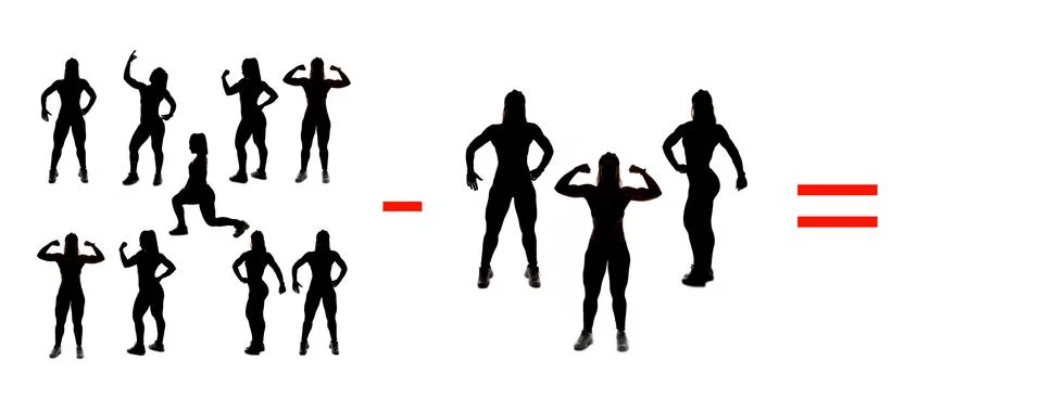 Exercises of mathematical subtraction with objects and persons Illustrazione stock